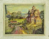 Charles E. Willette, Homes in Hampden, Maine, Oil on wood panel