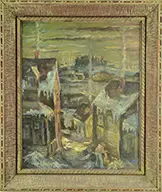 Charles E. Willette, Village on a Winter’s Night, Stonington, Me, Oil on canvas/panel