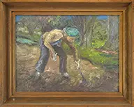 Charles E. Willette, The Gardener, Oil on canvasboard