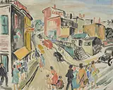 Florence White Williams, Up from the Wharf, Boothbay Harbor, Maine, Oil on canvas board