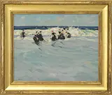 Charles Herbert Woodbury, Playing in the Waves, Oil on canvas