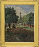 Anthony Thieme, Town Street with Wagon & Church, Rockport Or Gloucester, Oil on canvas