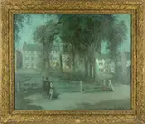 Orlando Rouland, Moonlight Washington Square, Marblehead, Mass, Oil on canvas