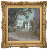 Rouland Orlando, Marblehead Common at Night, Oil on canvas
