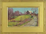 Bernard Corey, Hilltop Farm in Fall, Oil on board