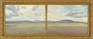 James Perry Wilson, Panoramic Landscape with Mountains, Two Oils on canvasboard