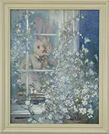 Eric Pape, Bunny in the Window, Oil on canvas laid to Masonite