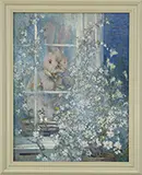 Eric Pape, Bunny in the Window, Oil on canvas laid to Masonite