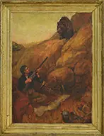 Surprise Visitor by Unsigned, Oil on canvas, sold Feb 2015