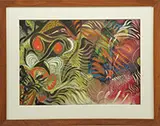 Paul Travis, Tiger in Lush Setting, Gouache