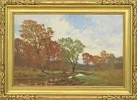 William Merritt Post, Autumn Stream, Oil on canvas