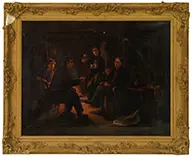 Gertrude J. Barnes, The Fireside Visitation, Oil on canvas