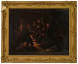 Gertrude J. Barnes, The Fireside Visitation, Oil on canvas
