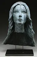 Signed, Fine Cast Bronze Female Bust, Bronze Mounted on a museum base