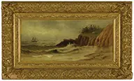 William Henry Plummer, Marine Scene Along Rocky Coast, Oil on board