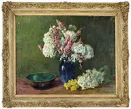 Olive Parker Black, Blue Vase of Flowers, Oil on canvas