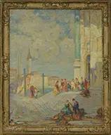 Ossip L. Linde, City of Gold & Ivory, Oil on canvas