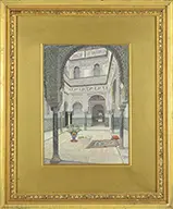F. Liger Hidalgo, Interior of Alcazar, Seville, Watercolor and gouache