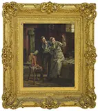 Edward Portielje, A Couple Admiring Their Reflection, Oil on panel