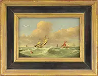 Abraham Hulk I, Marine Scene, Animated marine scene Oil on wood panel