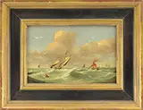 Abraham Hulk I, Marine Scene, Animated marine scene Oil on wood panel