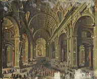 Johannes Hall, Papal Procession, Saint Peter’s Basilica, Oil on canvas