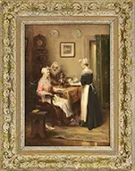 Henri Adrien Tanoux, Afternoon Tea, Oil on canvas