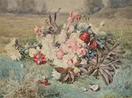 François Rivoire, Flowers, Watercolor on paper