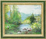 Jules Rene Herve, Cows by a Stream