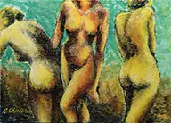 Nancy Chu Woo, Three Graces, Acrylic on canvas
