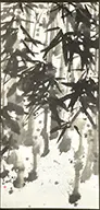 Signed, Two Works on Paper Depicting Bamboo Groves, Ink on paper