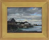 Paul Strisik, Downeast Harbor, Oil on canvas