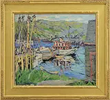 Monhegan Island Dock by Hayley Lever, Oil on canvas, sold Feb 2017