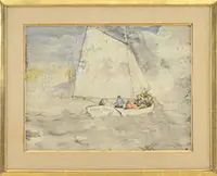 William Thon, The Old Sloop, Watercolor on paper