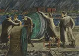 Alzira Boehm Peirce, Laying Cable, Oil on canvas