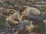 Alzira Boehm Peirce, Looking for Crayfish, Oil on canvas