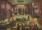 The Ping Pong Match by Alzira Boehm Peirce, Oil on canvas, sold Feb 2017