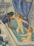Childrens Bath by Alzira Boehm Peirce, Oil on canvas, sold Feb 2017