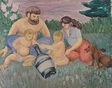 Waldo Or Alzira Peirce, Peirce Family Picnic, Oil on canvas