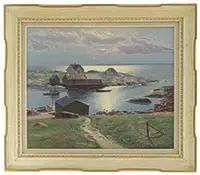 Coastal View with Shimmering Moonlight by Leonard Lane, Oil on canvas, sold Feb 2017