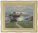 Leonard Lane, Coastal View with Shimmering Moonlight, Oil on canvas