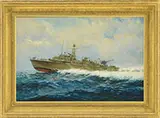 Jack L. Gray, Portrait of the British Torpedo Boat “529, Oil on canvas