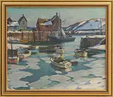Ice Patches”, Rockport by Carl W. Peters, Oil on canvas, sold Feb 2017