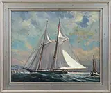 Bob Blue, Arrival of the Tall Ships for the Mayor’s Esperanto Cup Race, Oil on canvas