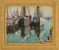 Carl Gustafson, Gloucester Boats, Oil on board