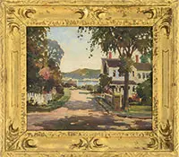 Signed, Dappled Sunlight, Gloucester, Oil on canvas