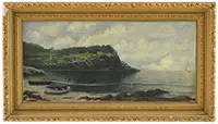 James Brevoort, Coastal Scene with Sailboats, Oil on canvas