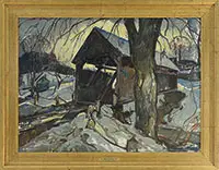 William Lester Stevens, Covered Bridge Conway, Oil on canvas