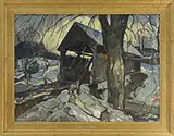 William Lester Stevens, Covered Bridge Conway, Oil on canvas