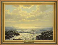 Josef M. Arentz, Three Seascapes & Artist’s Ephemra, 1) Crashing Waves, Oil on board,